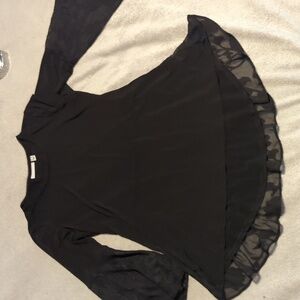 Women's Susan Graver Black Lace Trim Top